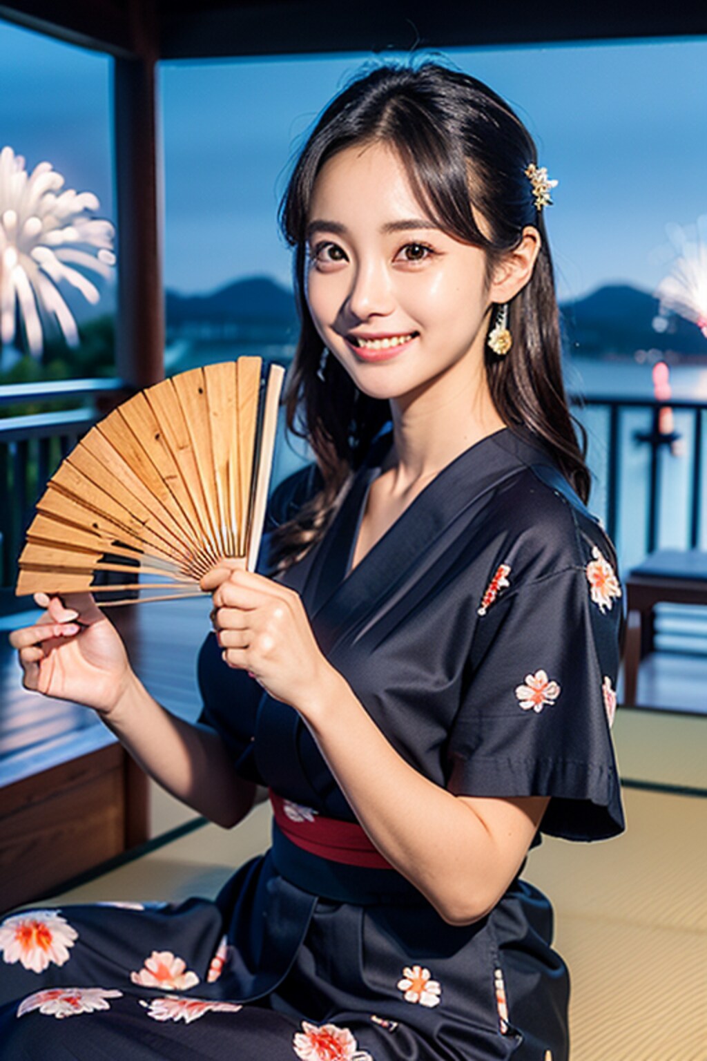 花火を見ながら