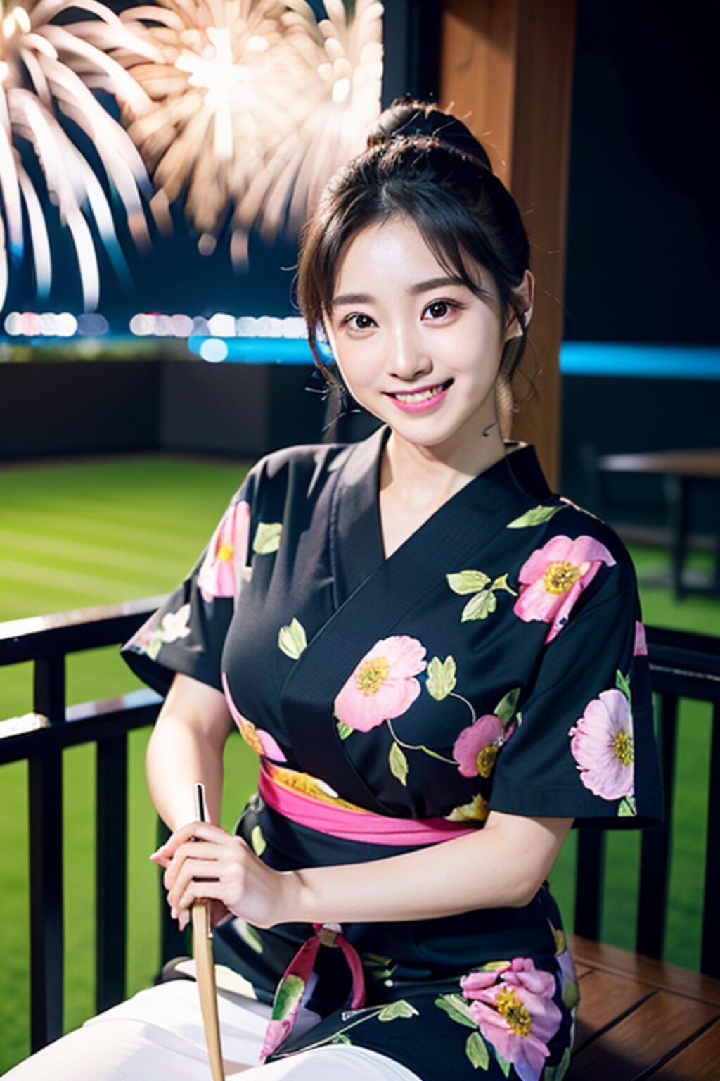 花火を見ながら