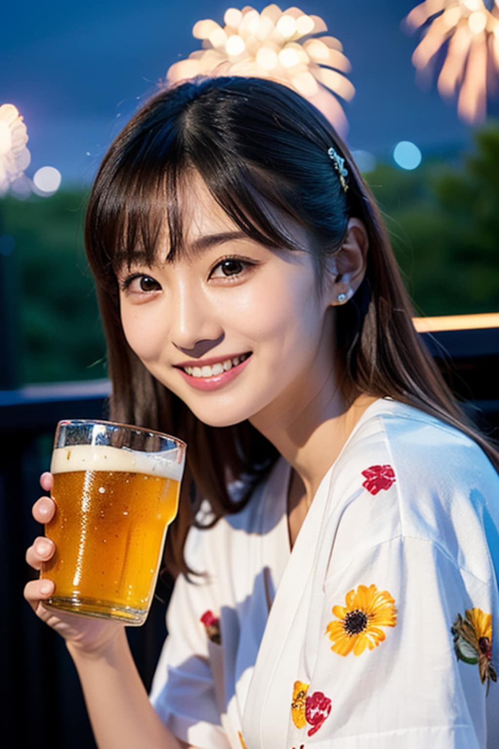 花火を見ながら