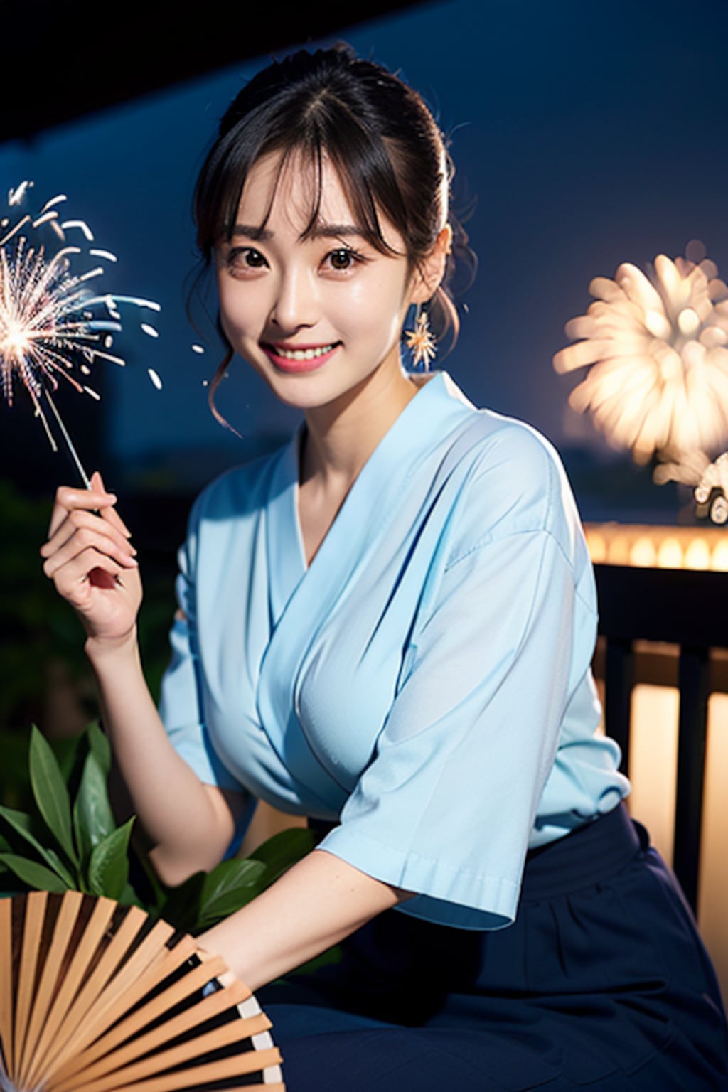 花火を見ながら