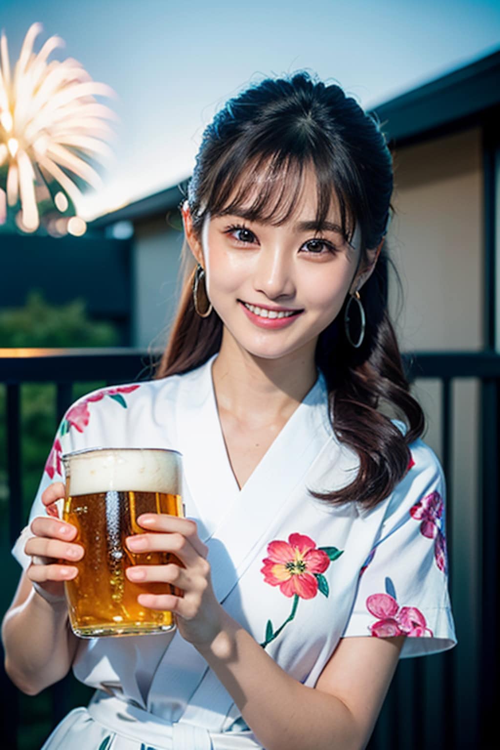 花火を見ながら