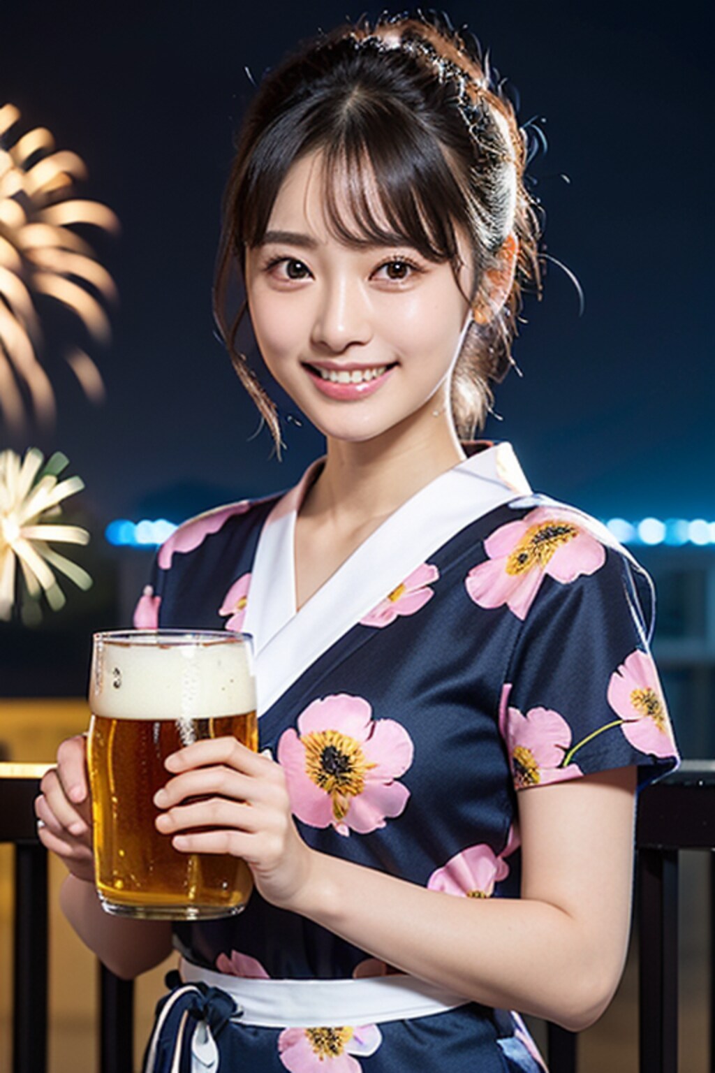 花火を見ながら