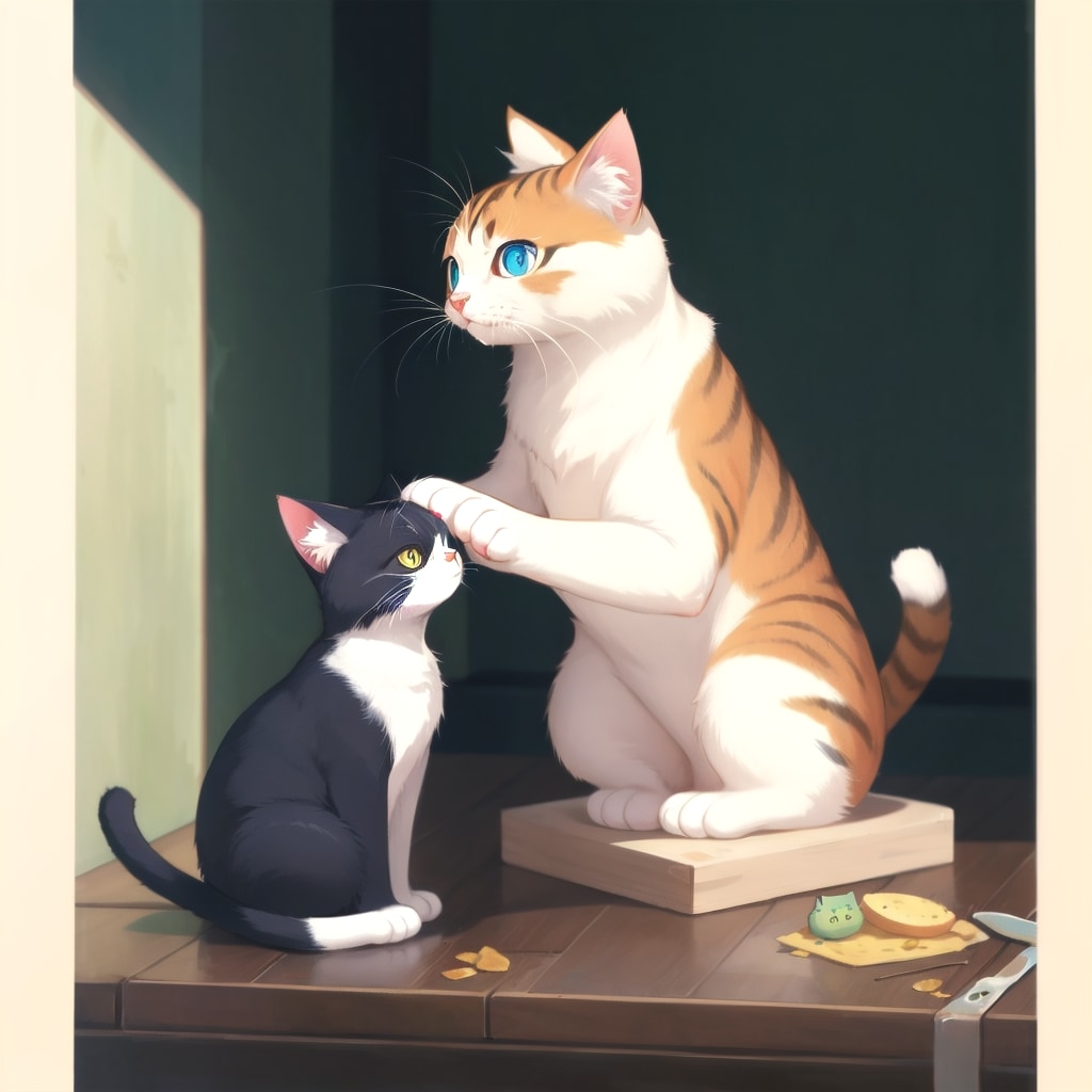 何かを見つけた猫