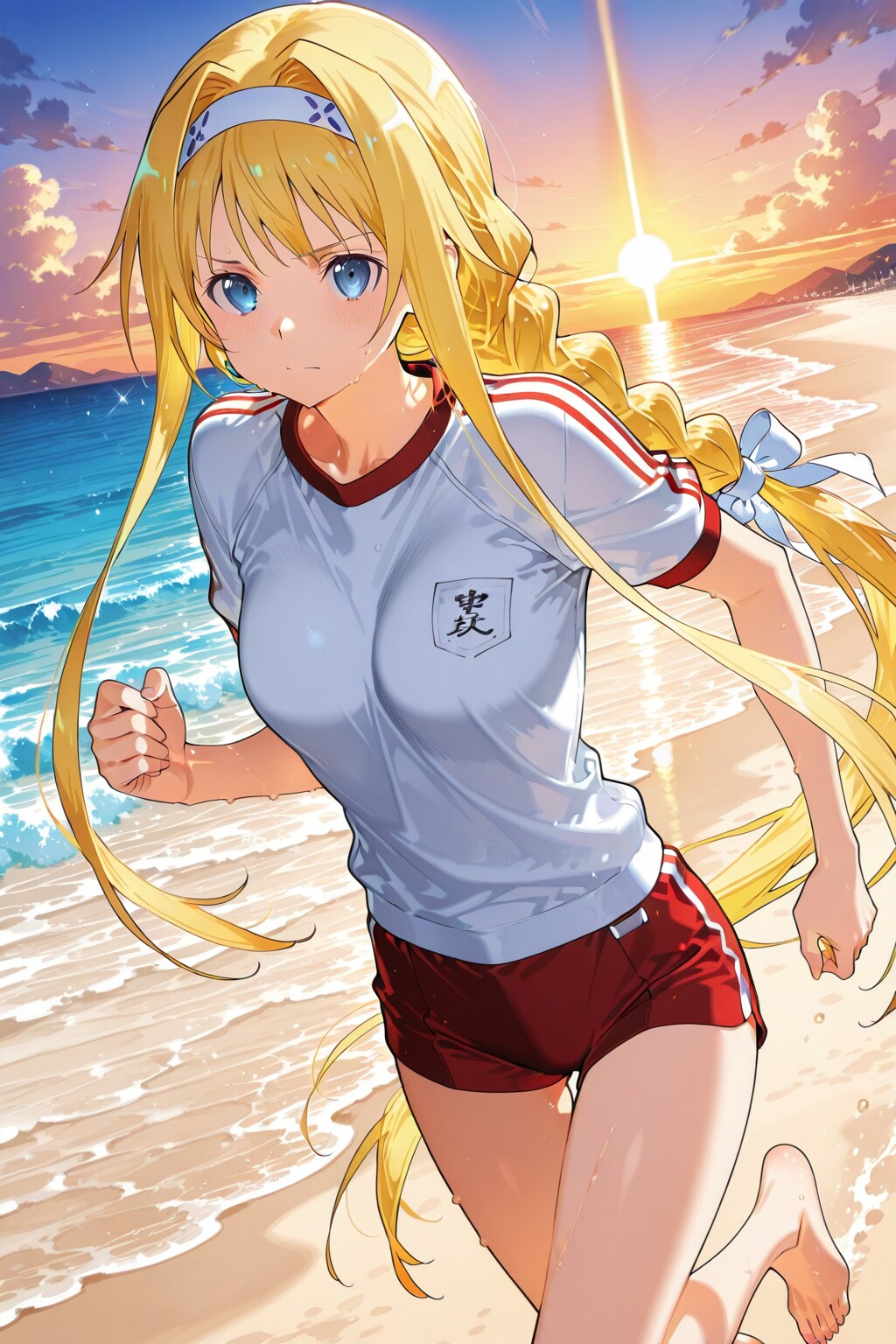 浜辺で走り込むアリス