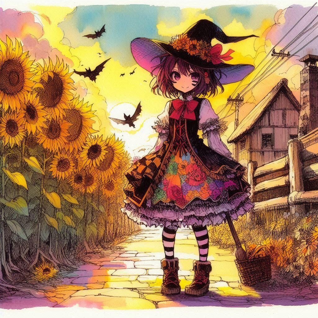 夕暮れのひまわりと、魔女 (ウィッチ146)