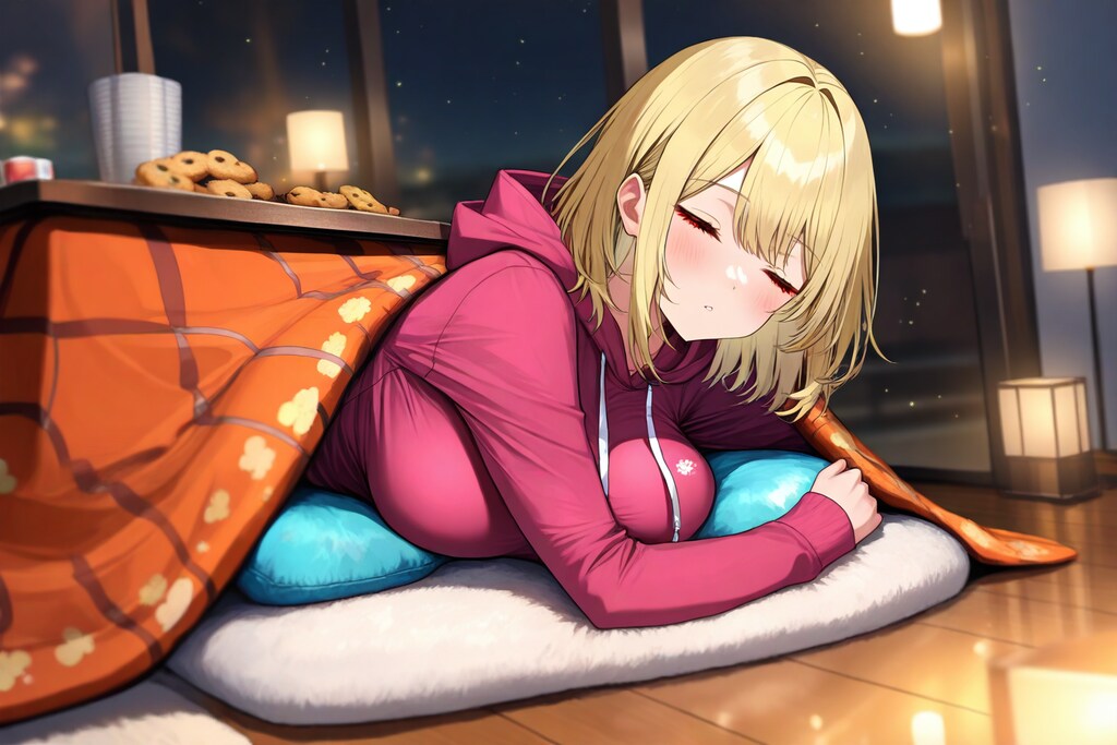 寝落ち寸前の金髪ちゃん