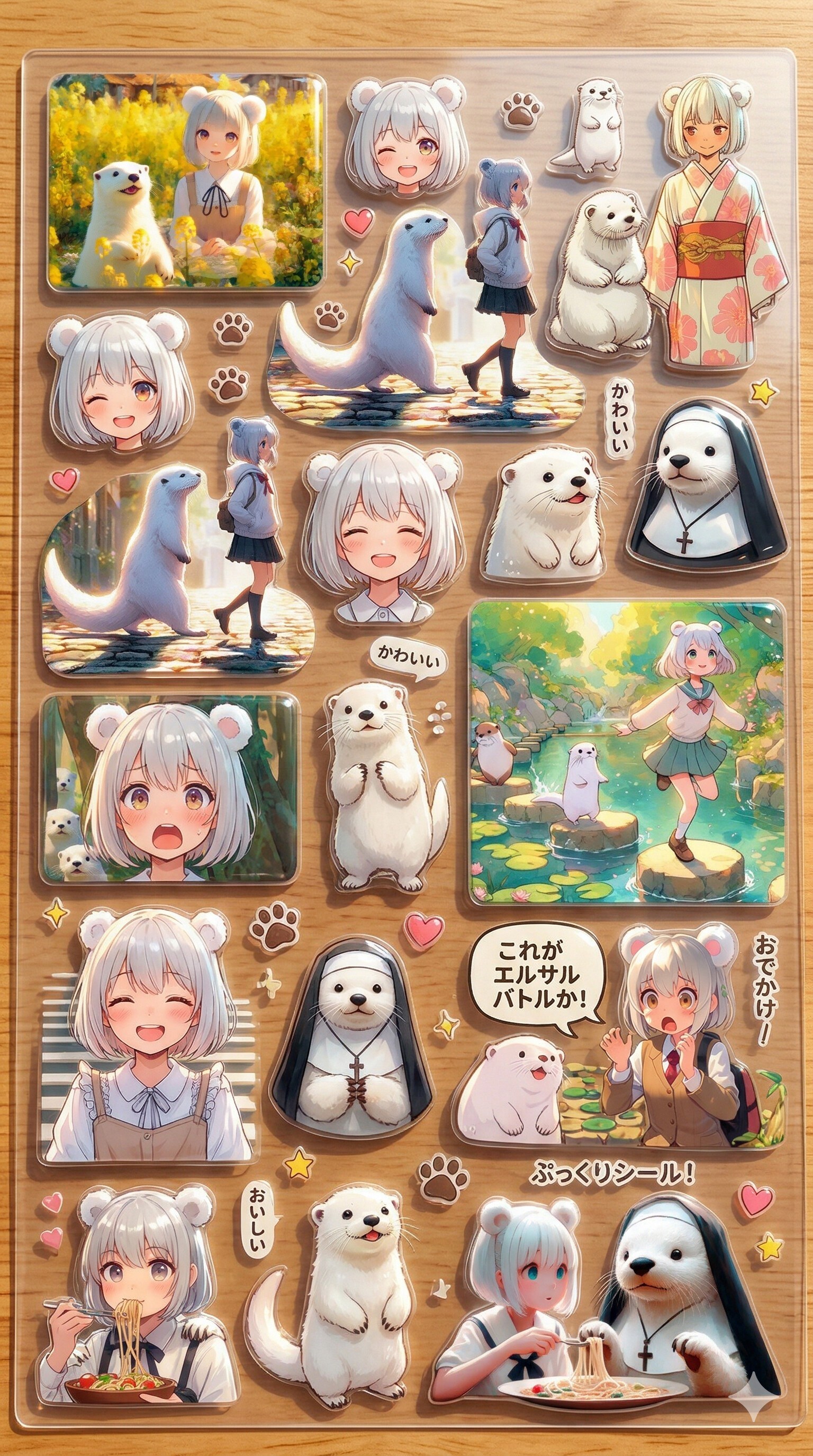 白くま&白ラッコシール | の人気AIイラスト・グラビア