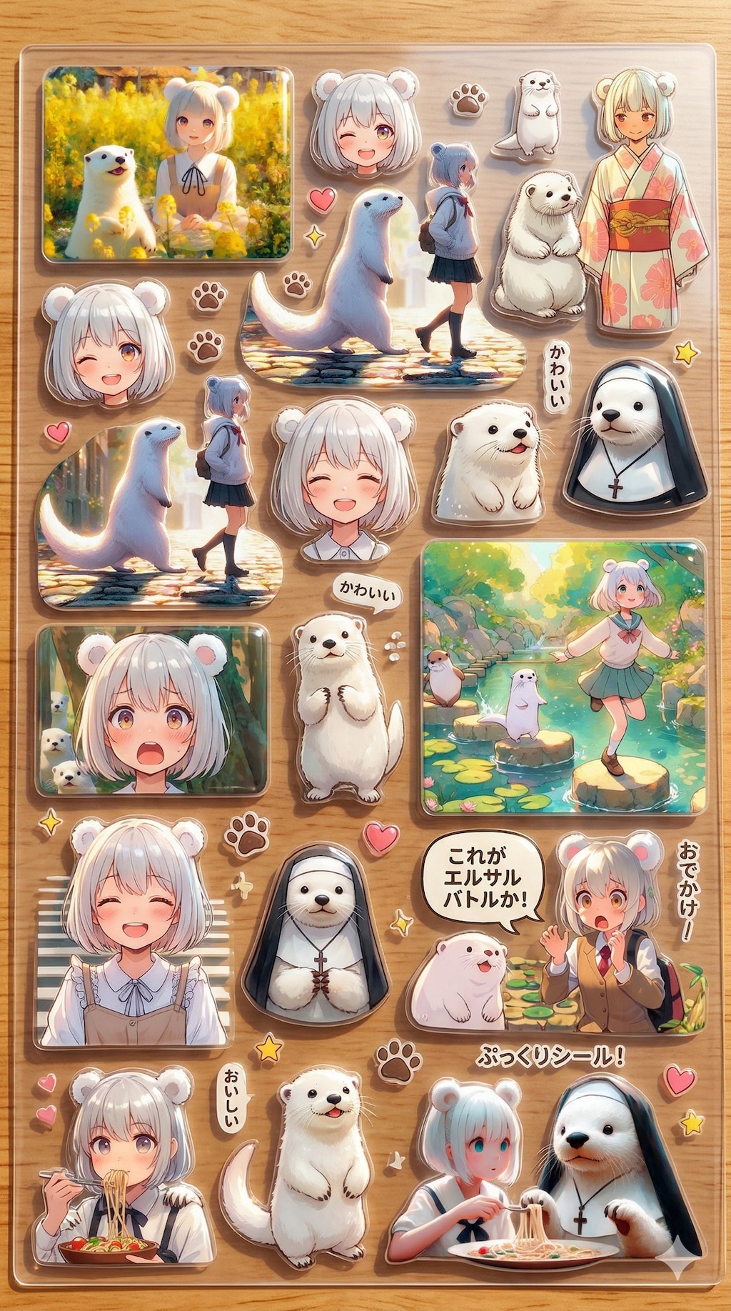 白くま&白ラッコシール