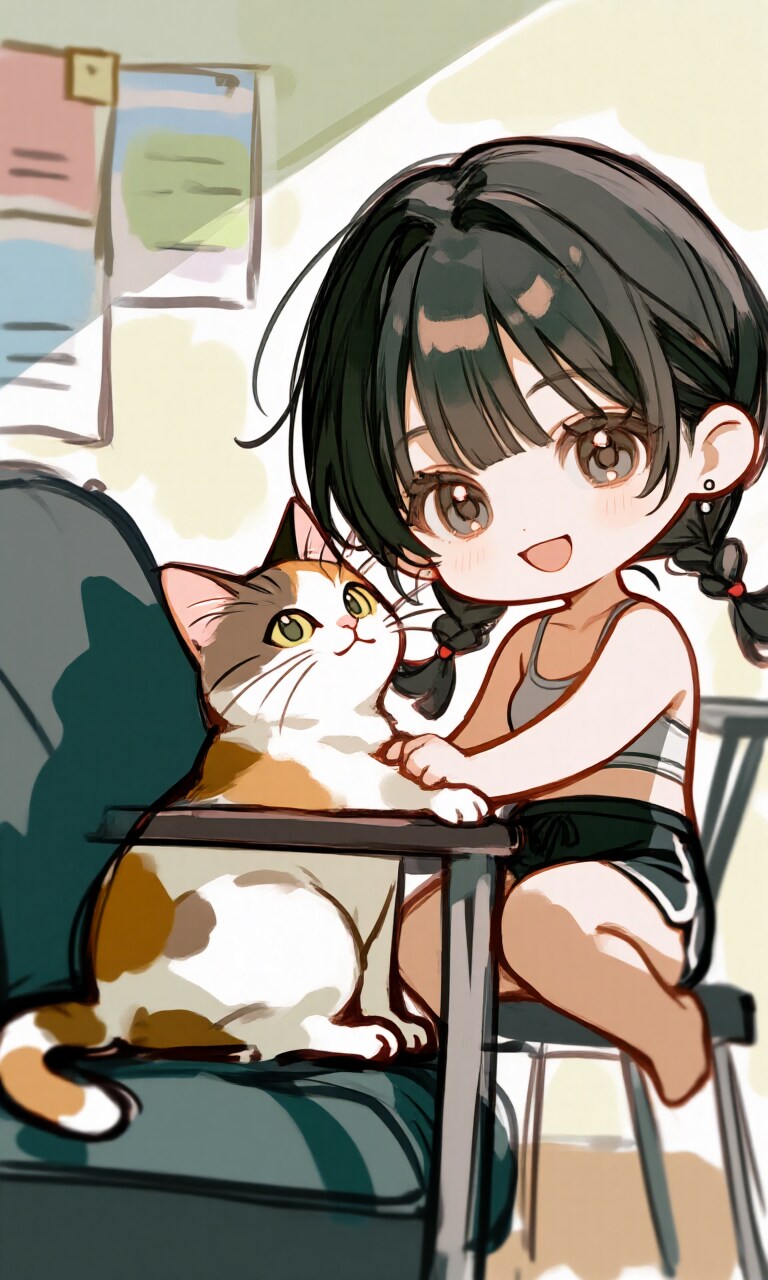 ちびキャラ、みさき、にゃんこと、ごろごろ | の人気AIイラスト・グラビア