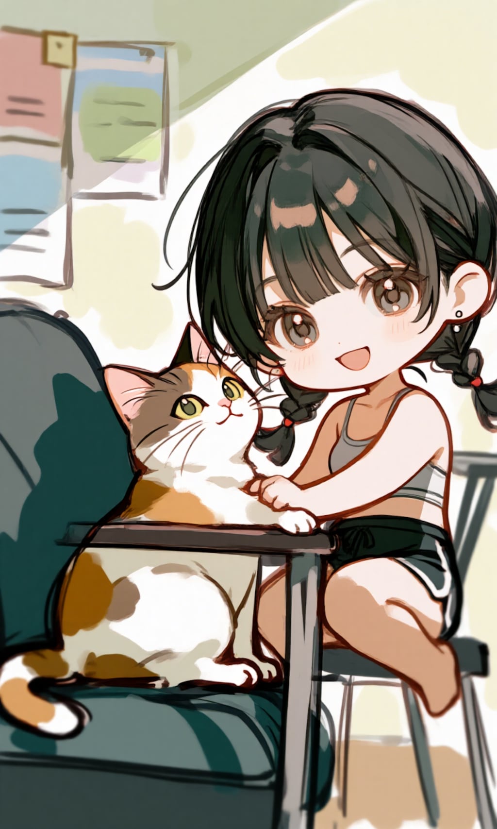 ちびキャラ、みさき、にゃんこと、ごろごろ