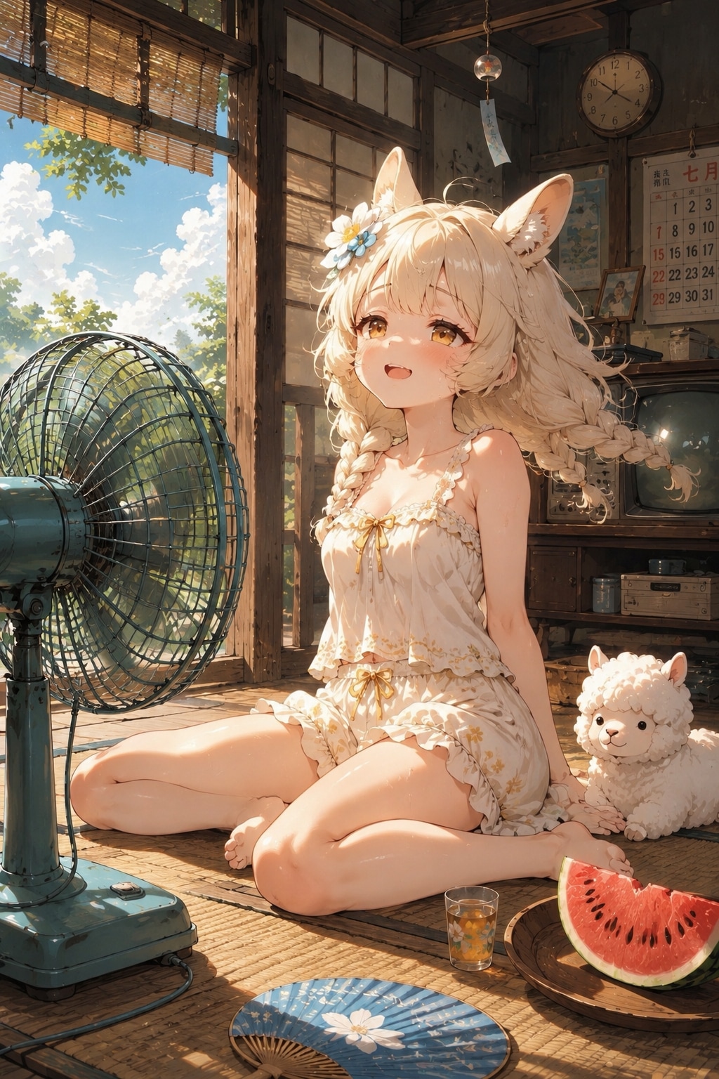アルパカちゃんと扇風機