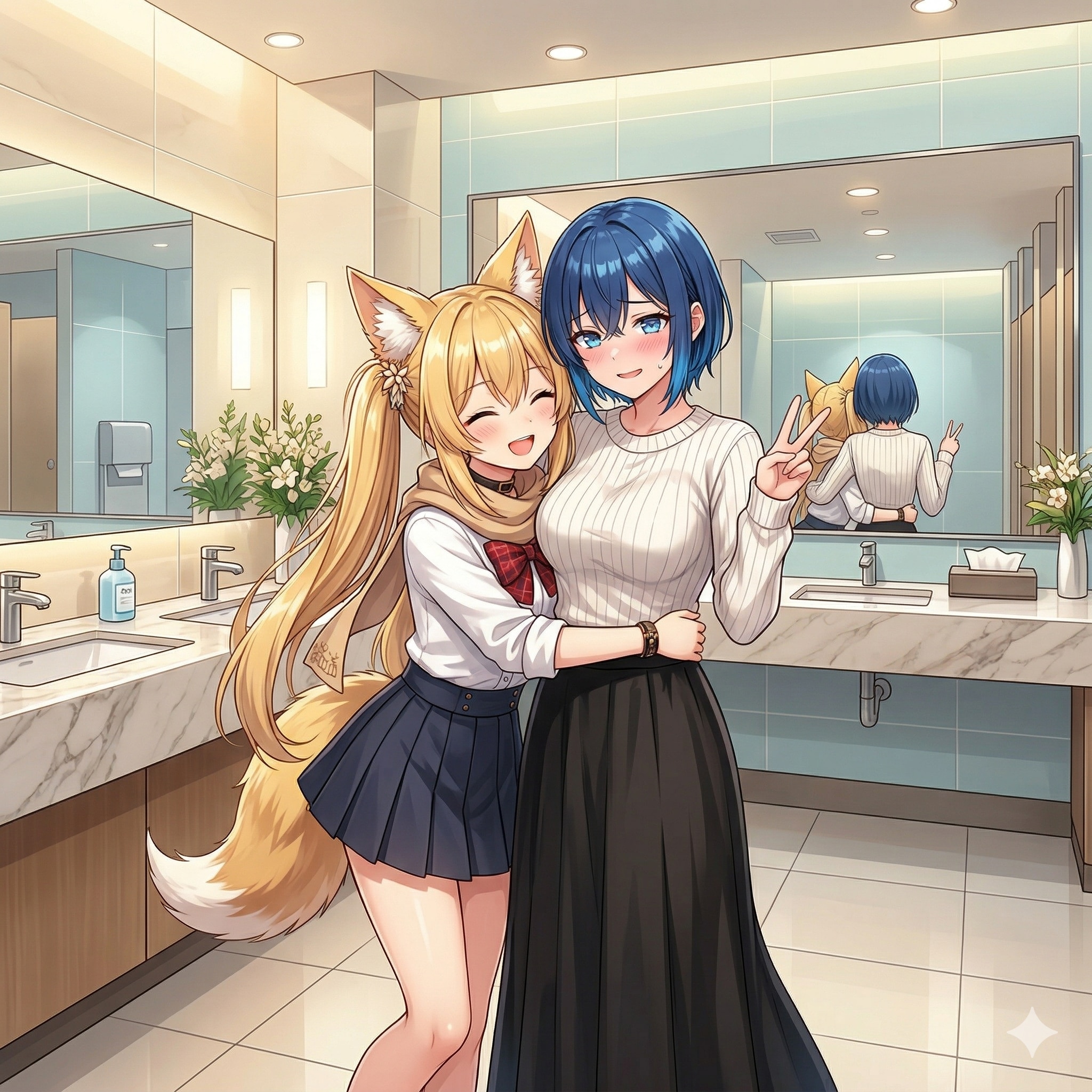 ロングスカート愛好家さんの青髪雫ちゃんに懐く