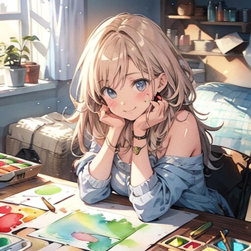 水彩画を描く