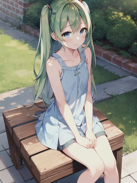 おでかけに公園で待ち合わせするミクさん