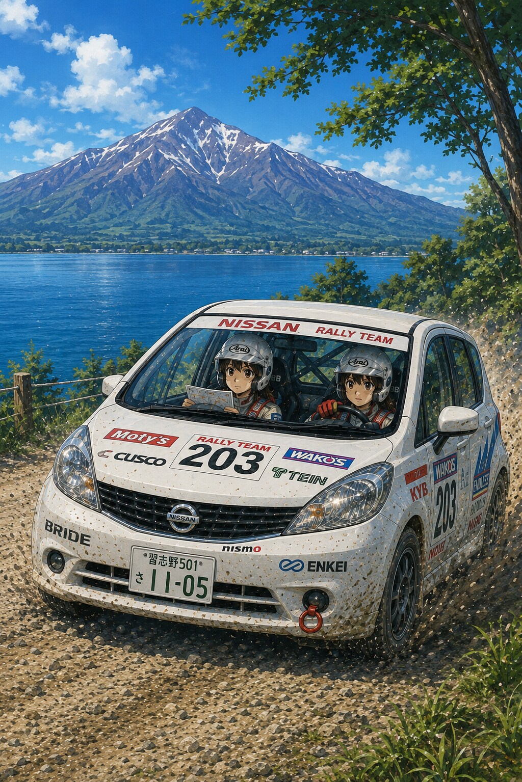 日産ノート、猪苗代湖イメージ | の人気AIイラスト・グラビア