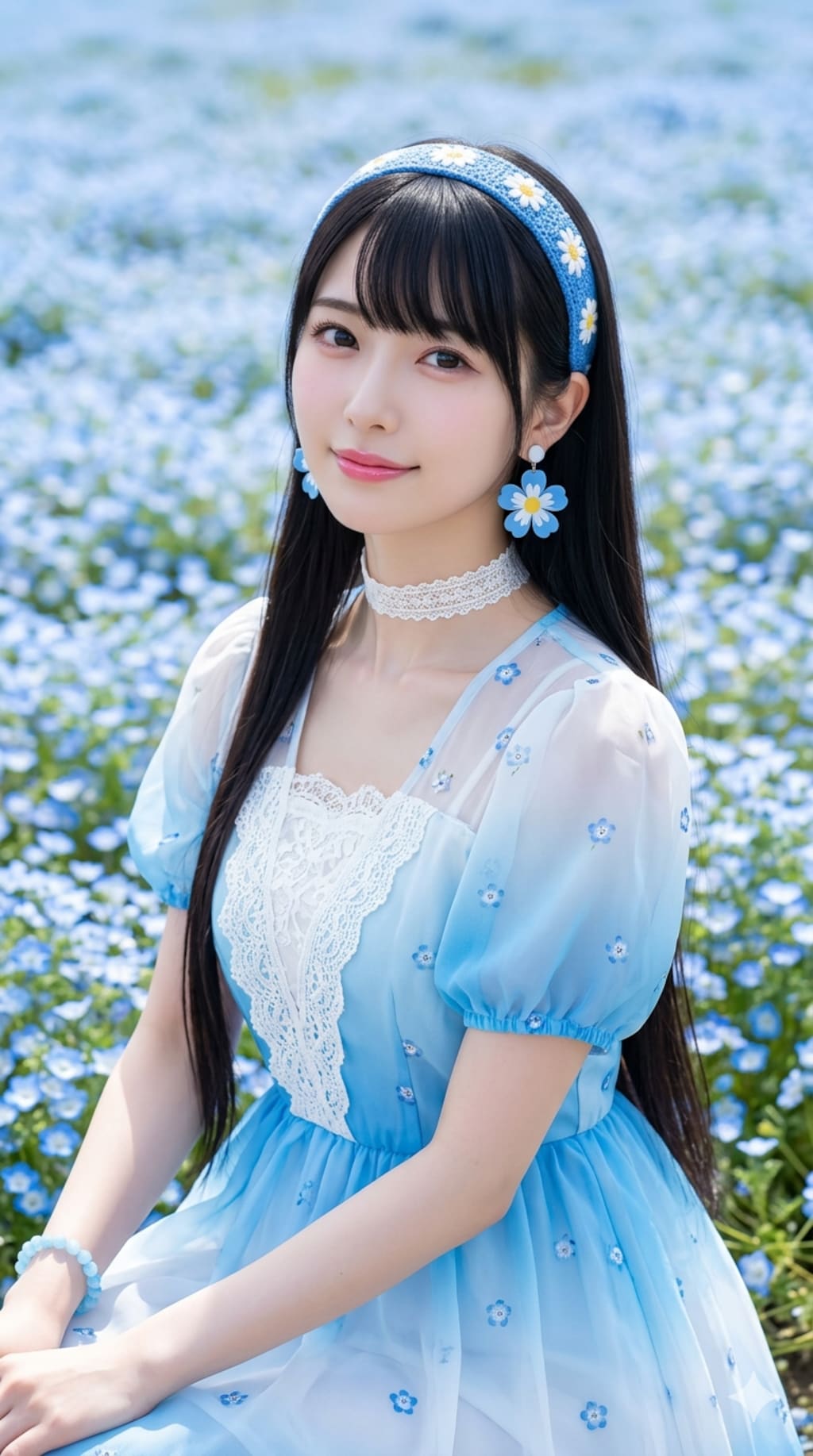 ネモフィラ畑にて