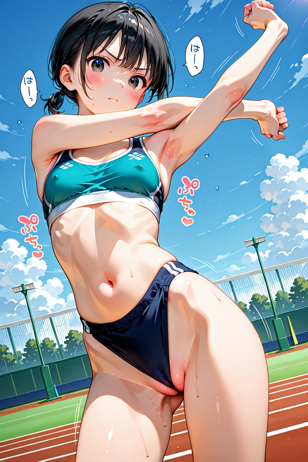 兄に言われて競技に参加するためにストレッチ中の妹ちゃんｗ