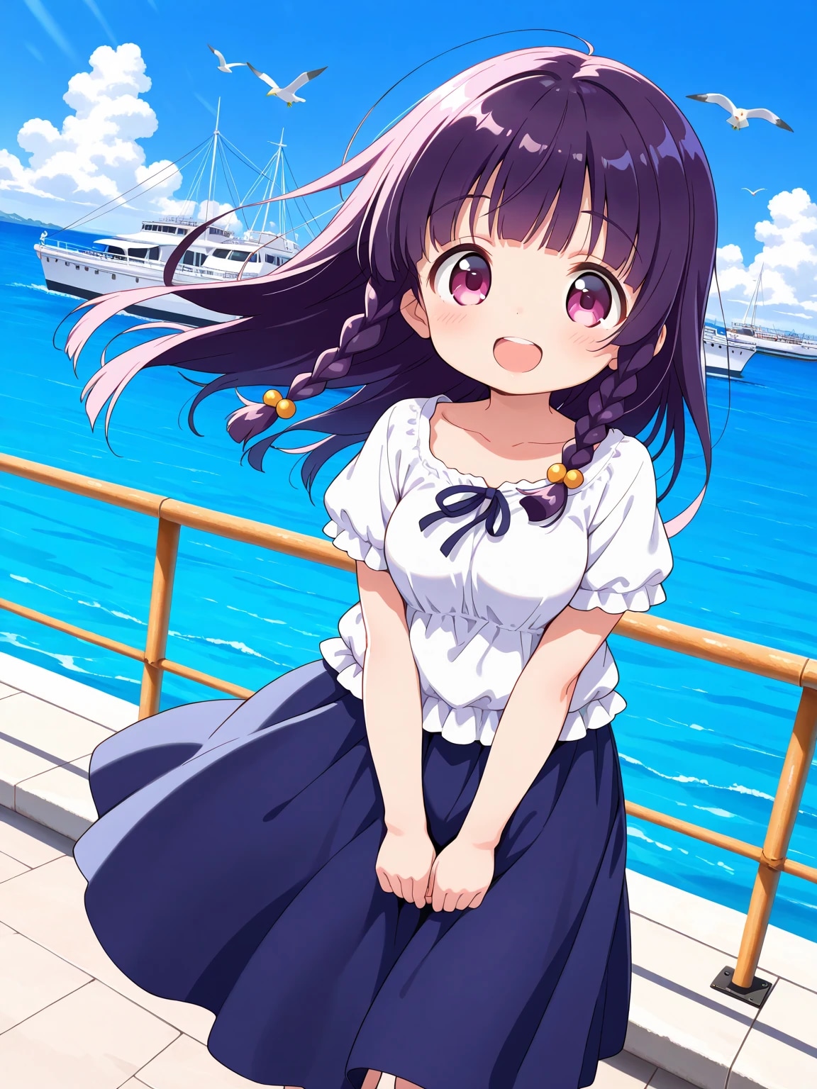 港を散歩するゆうこちゃん