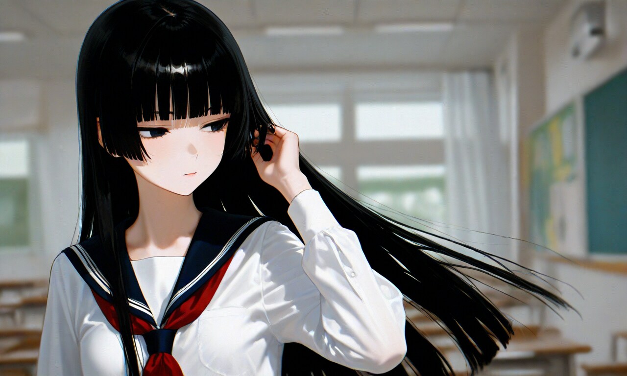 クールな委員長の貴重な「ふぁさっ」 | の人気AIイラスト・グラビア