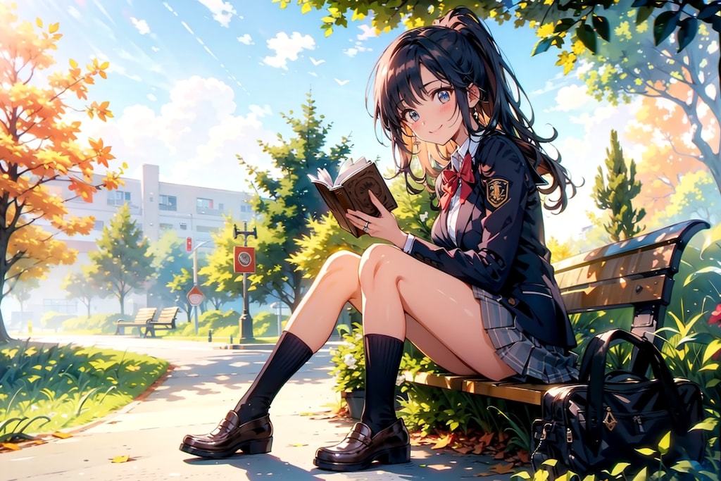 ベンチで読書