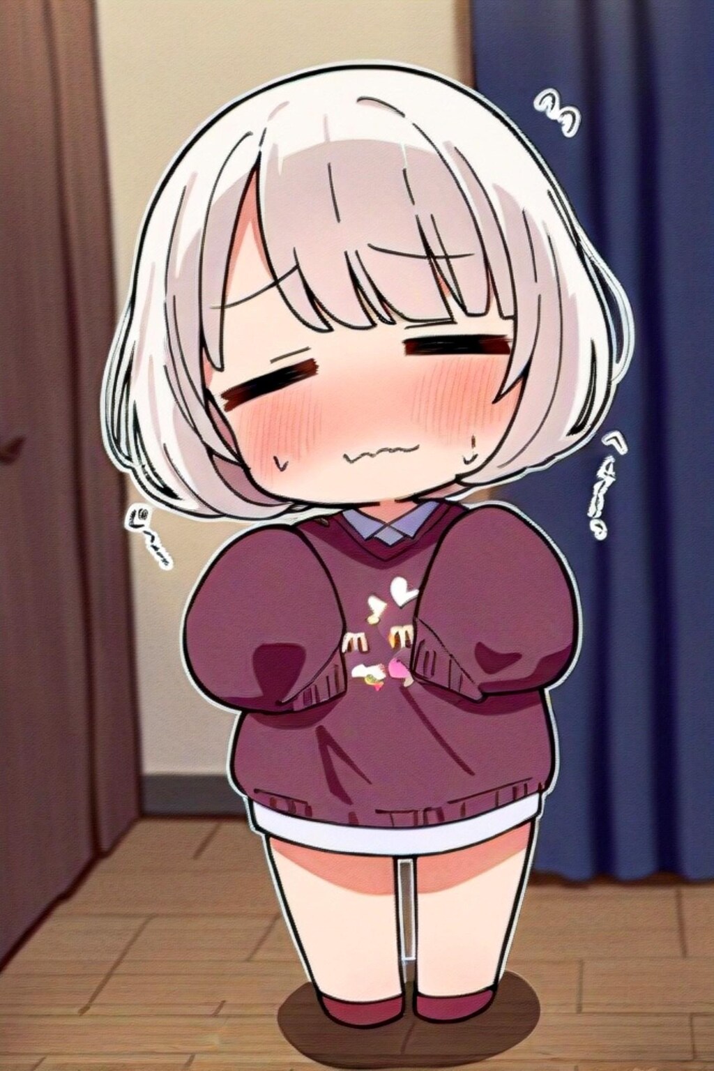 白髪ちゃんとセーター