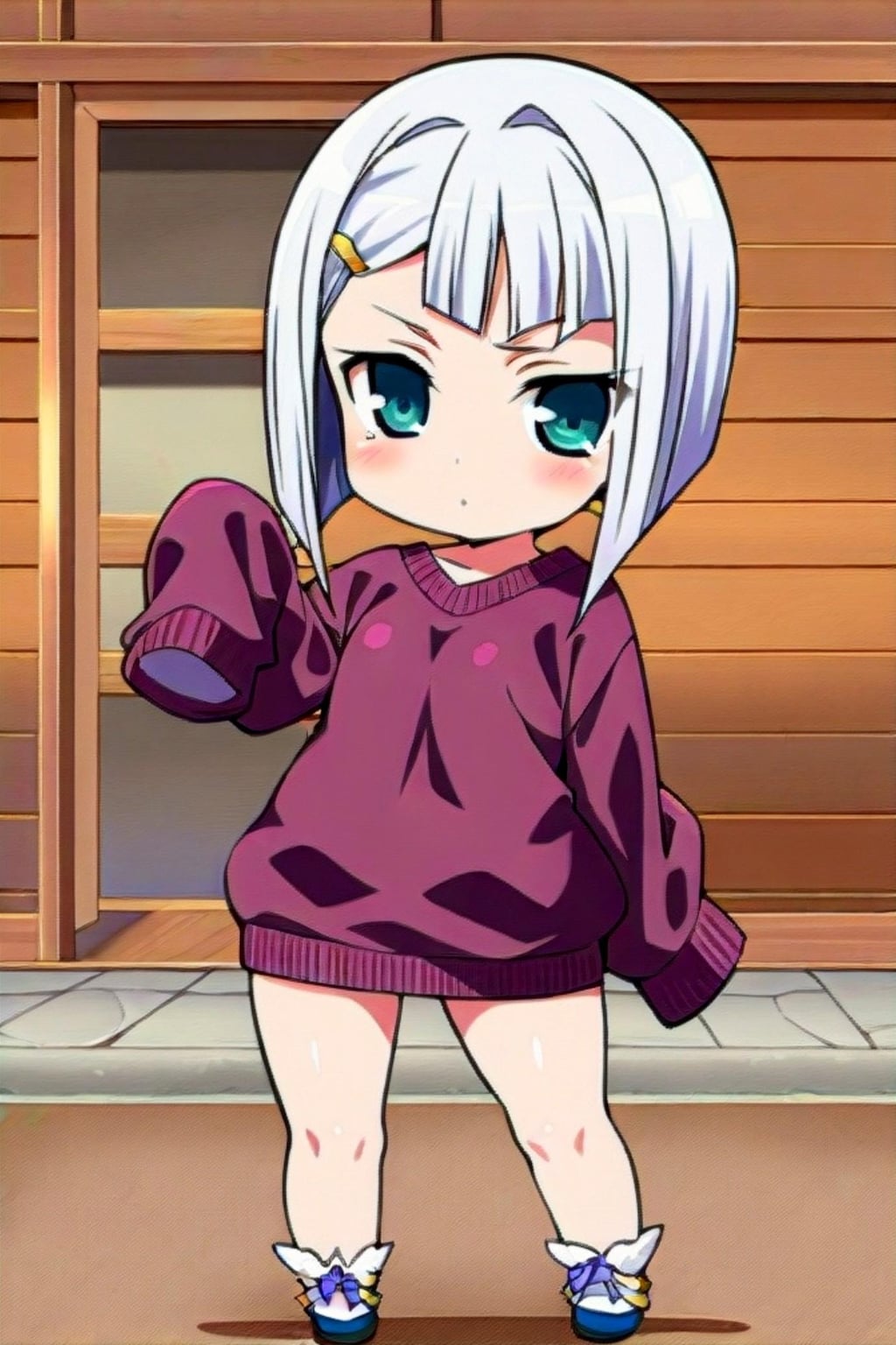 白髪ちゃんとセーター