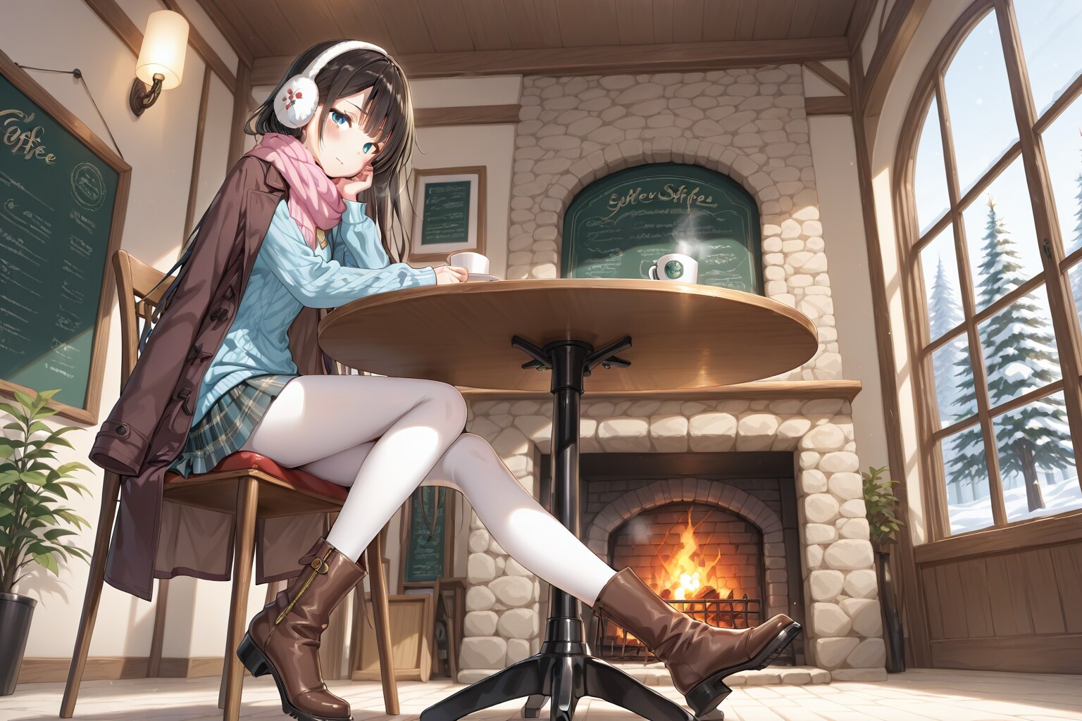 外は寒いので喫茶に避難