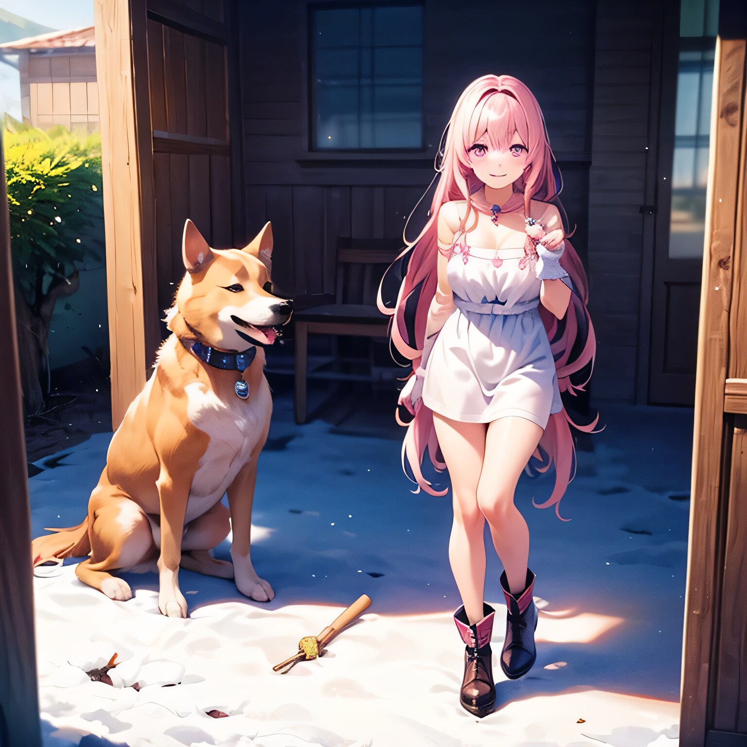 ピンク髪ロングでワンピースの少女２ | の人気AIイラスト・グラビア