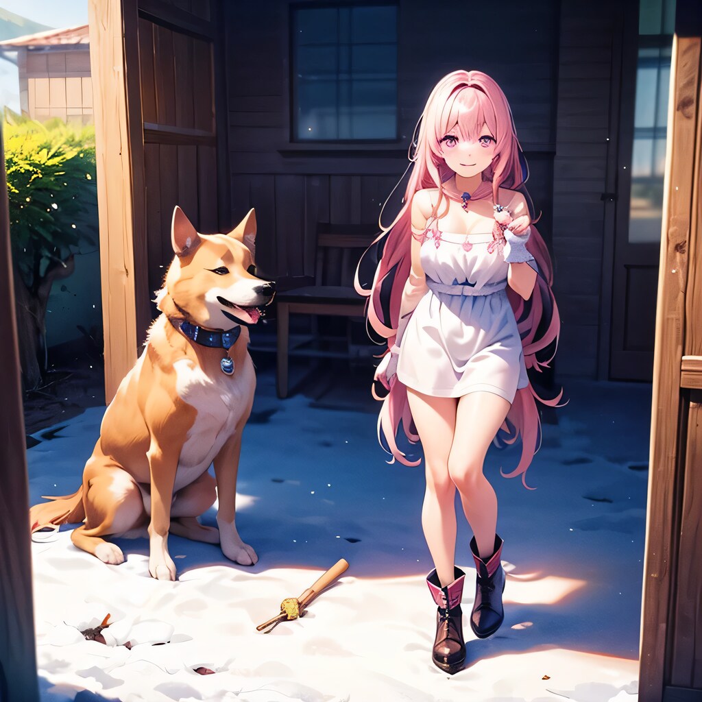 ピンク髪ロングでワンピースの少女２