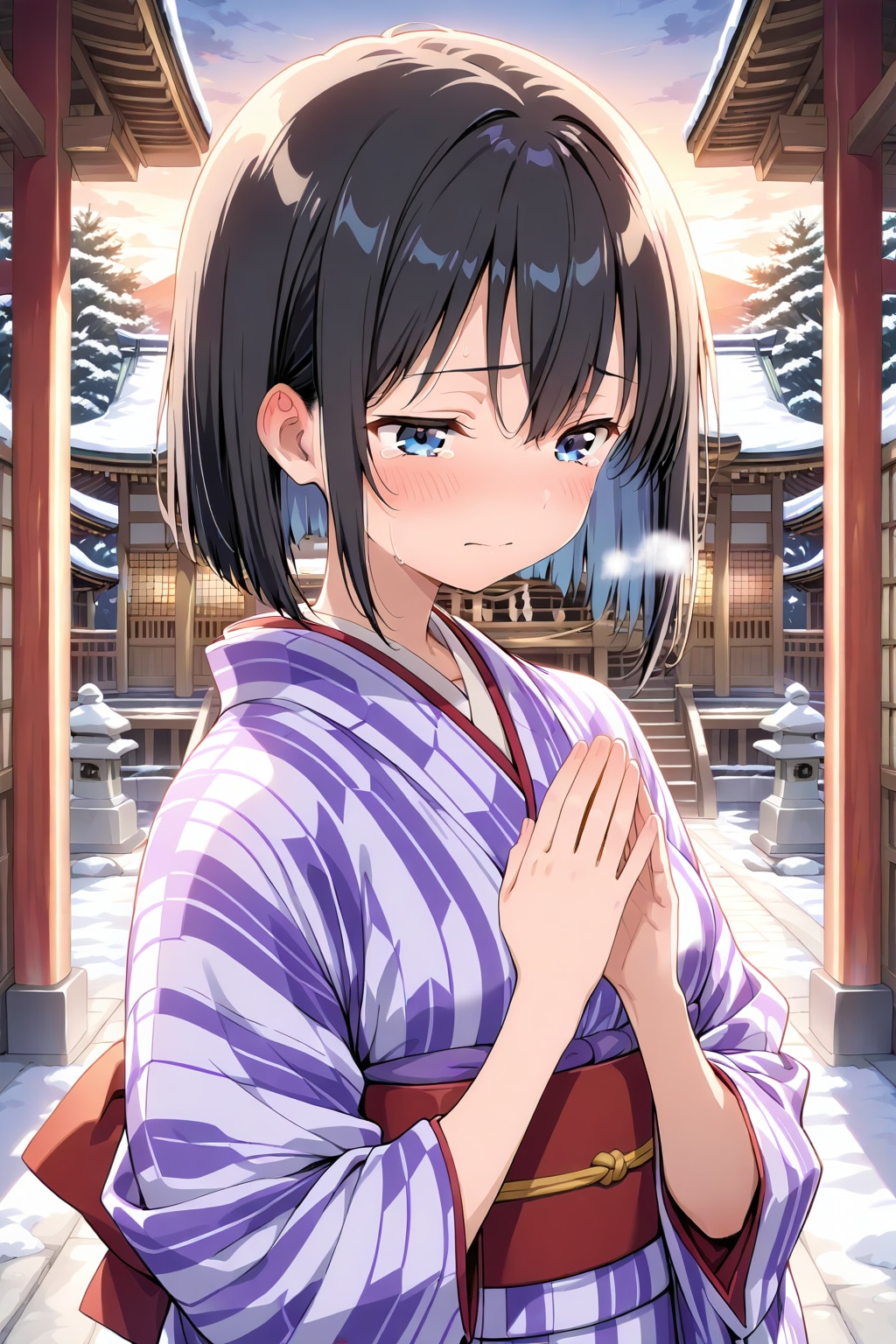 着物で祈る葵さん