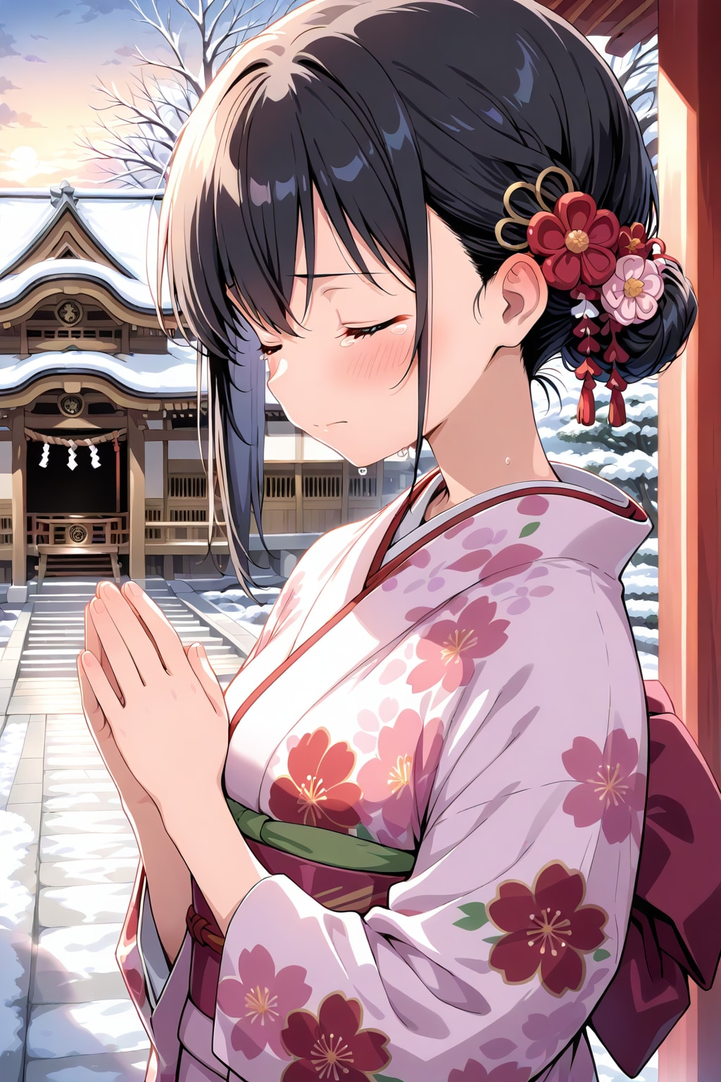 着物で祈る葵さん