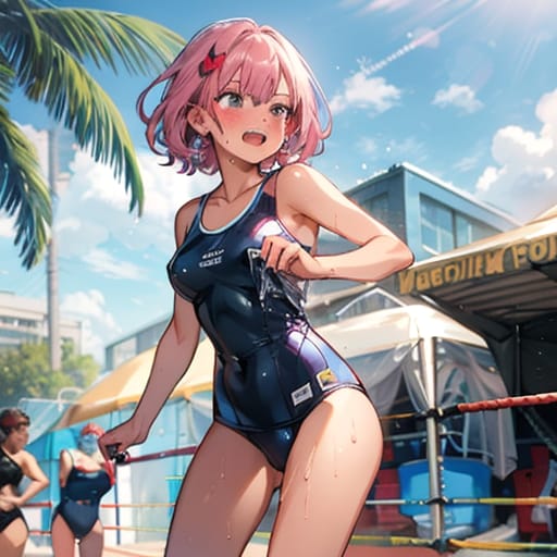 男女混合スク水デスマッチ