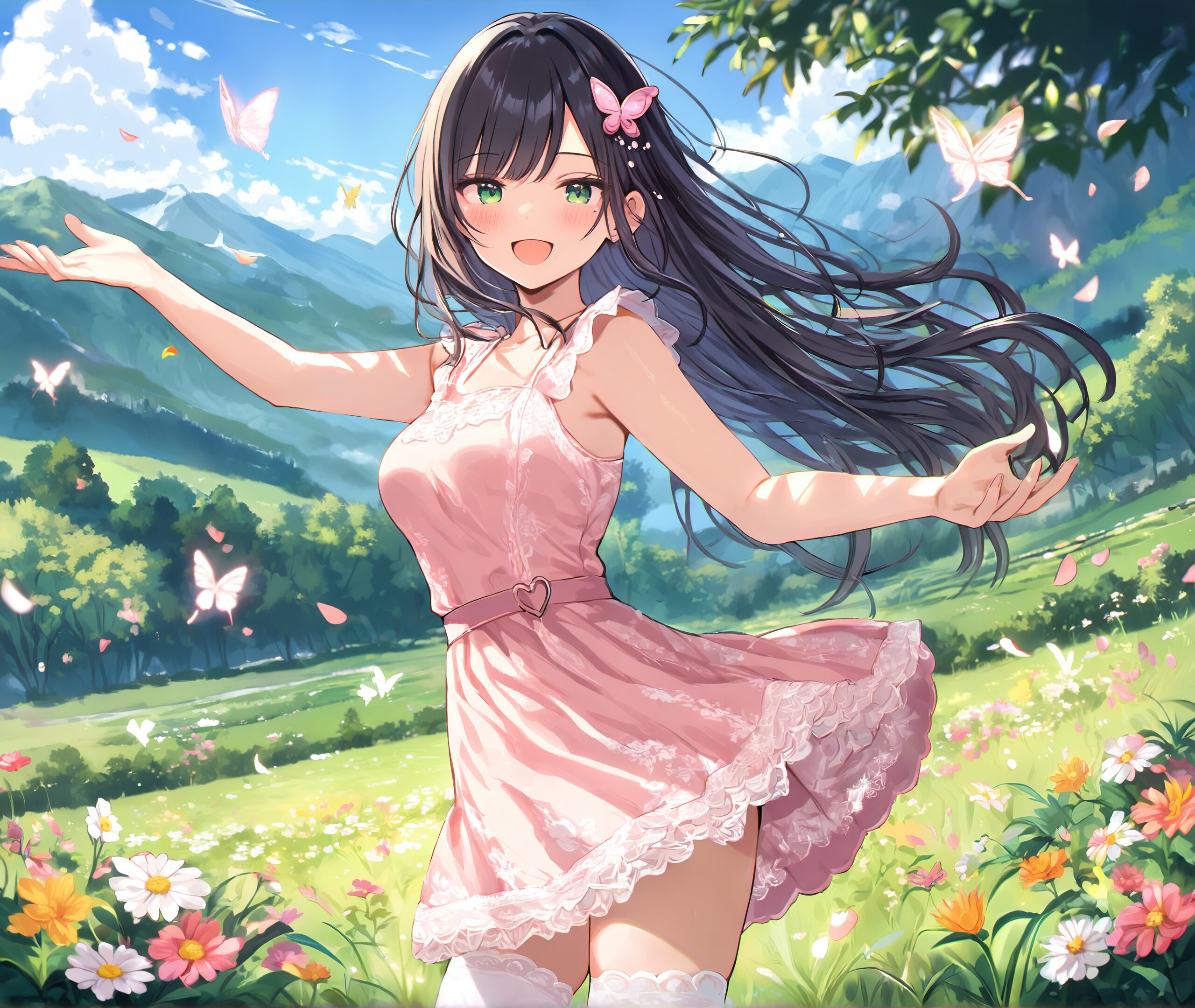 蝶の舞う草原にて | の人気AIイラスト・グラビア