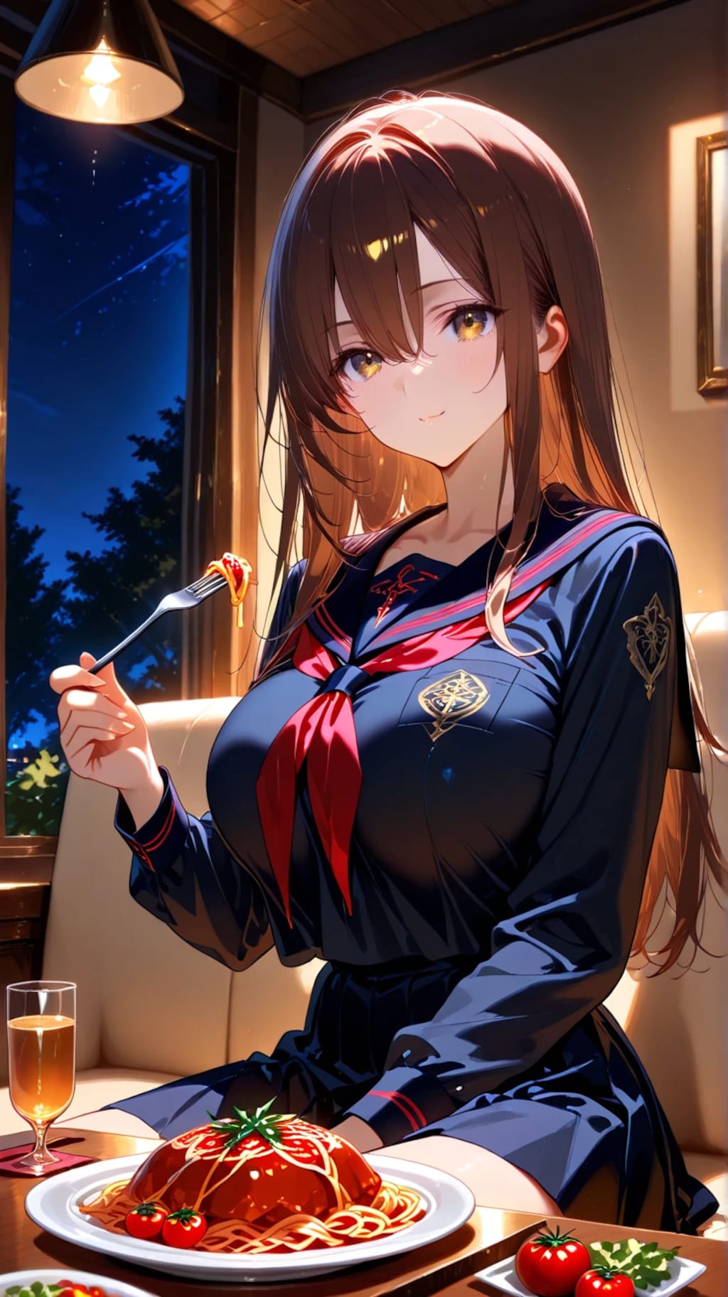 女子高生と食事