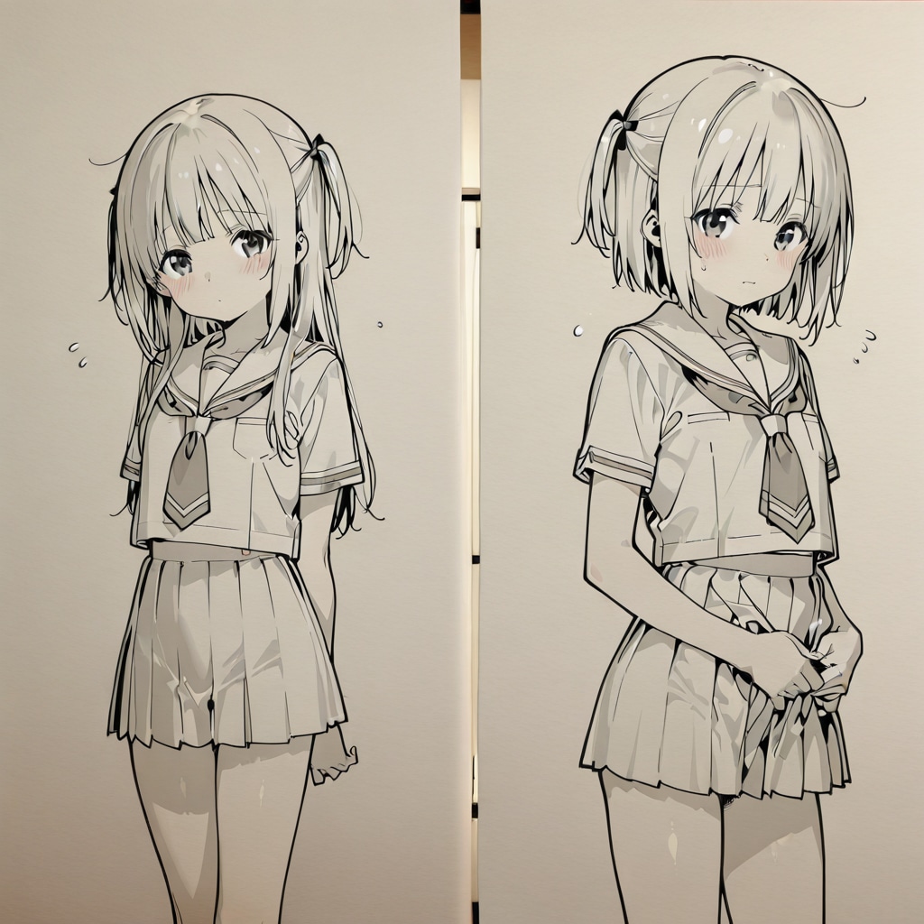 下書きの女の子