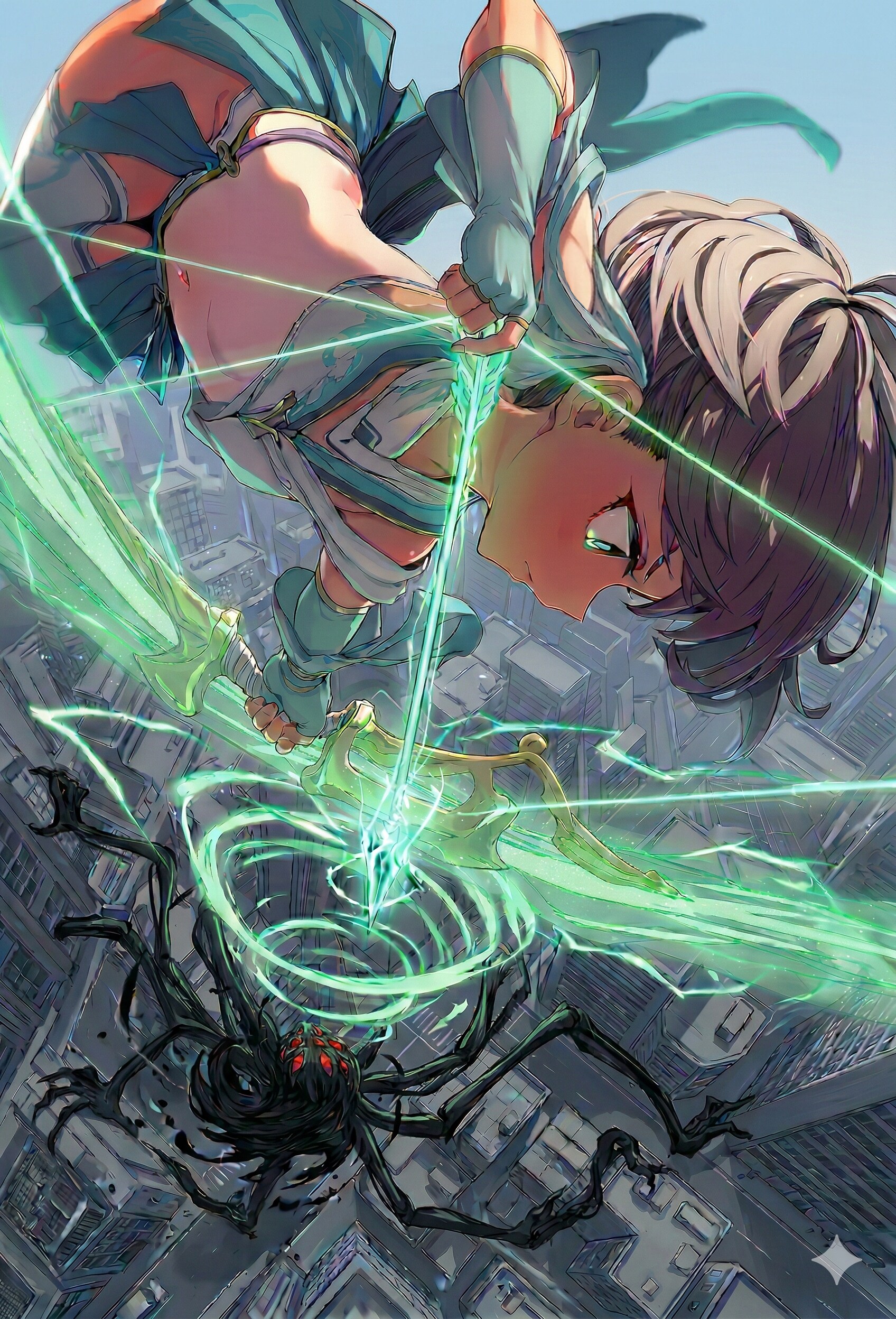 空を裂く翡翠弓