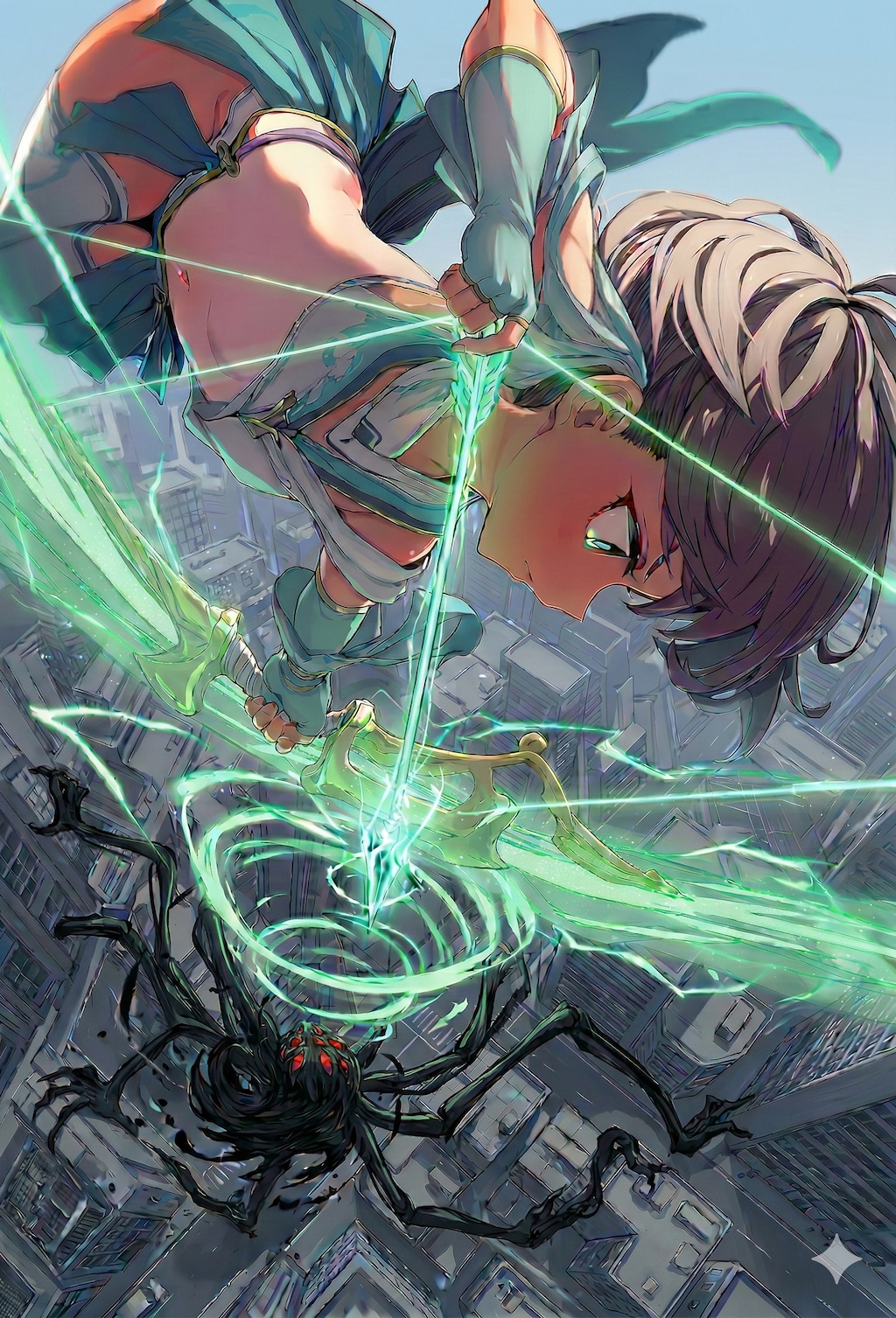 空を裂く翡翠弓