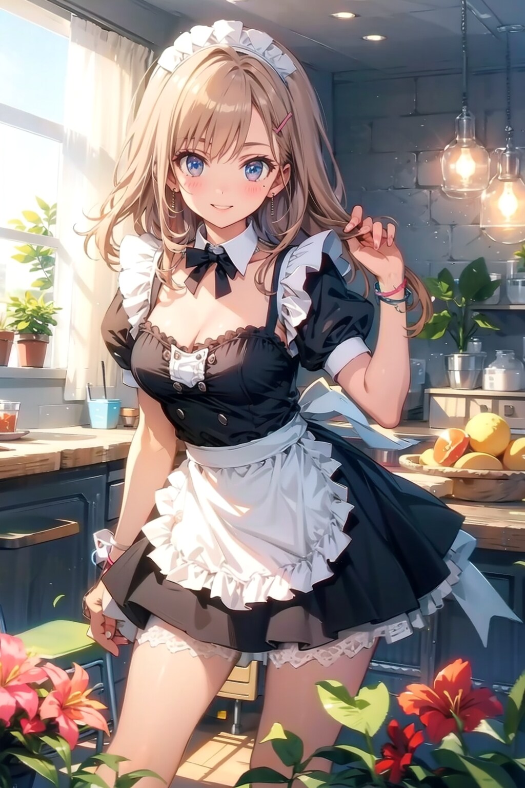 花卉とメイド