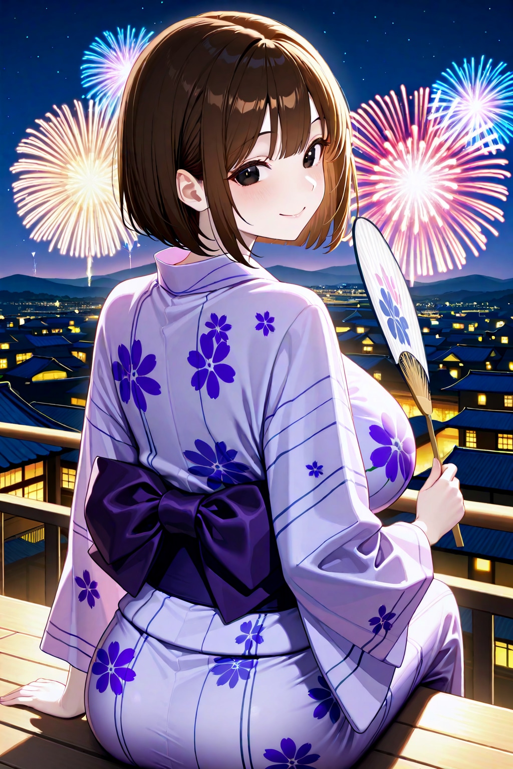 アキちゃんと花火デート | の人気AIイラスト・グラビア