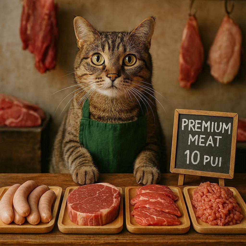 10pui均一で高級肉を売る猫
