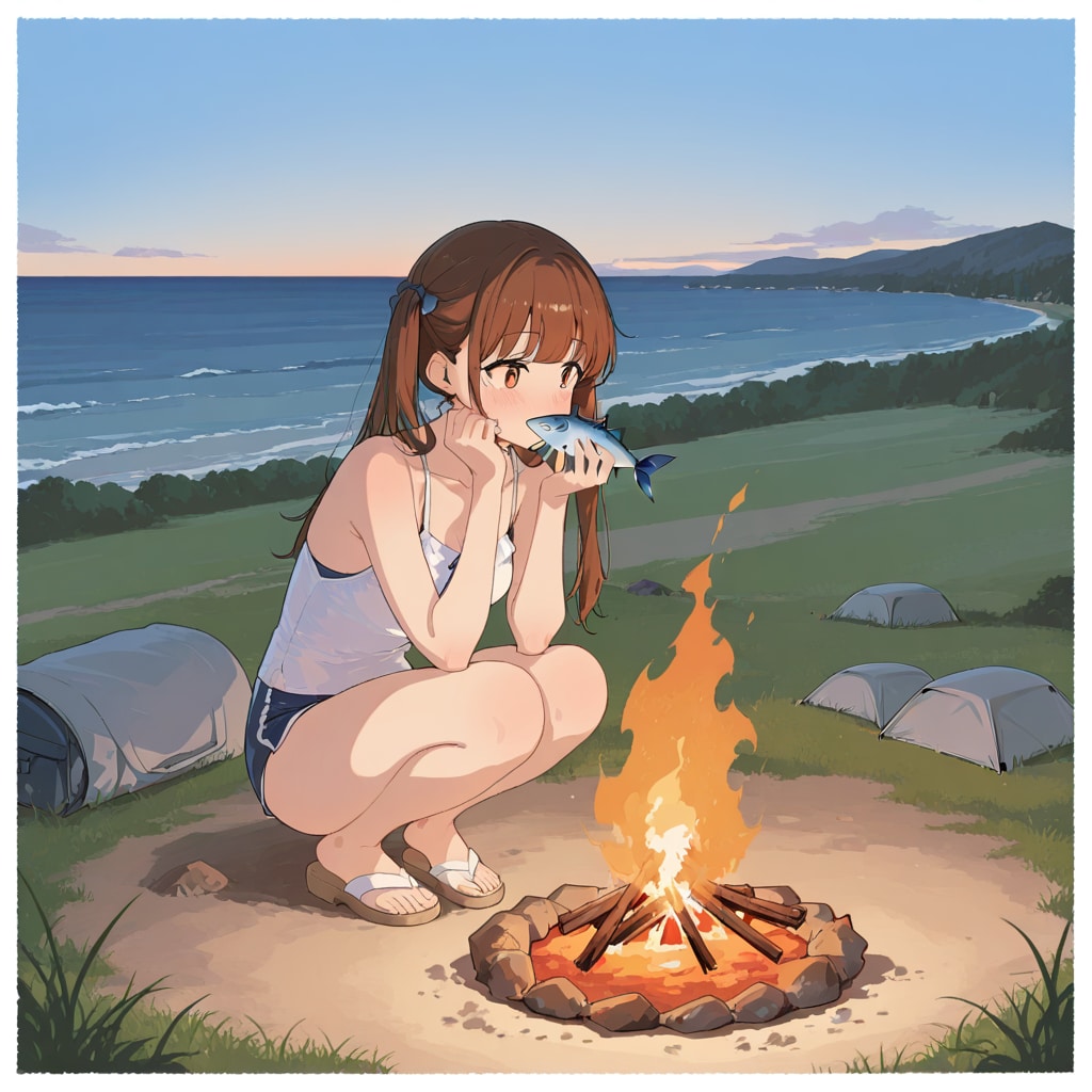 焚き火焼き魚