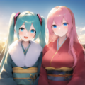 V4　ボカロ　初音ミク　鏡音リン　巡音ルカ　明けましておめでとうございます 9枚目