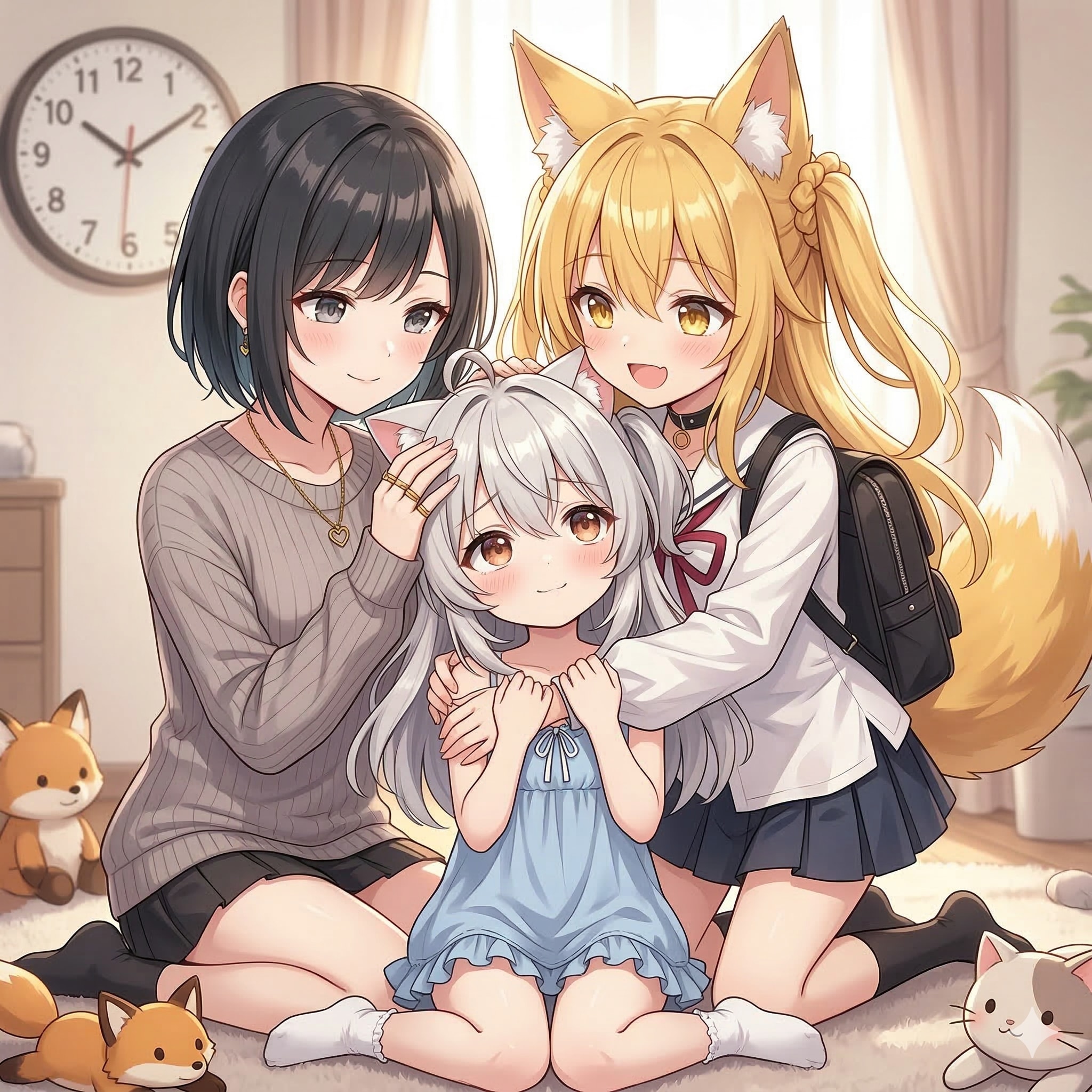 kuwakさんに懐くミラとりえちゃん
