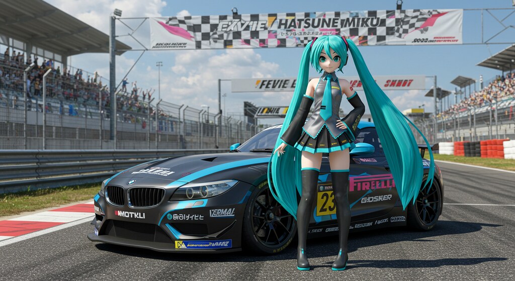 初音ミクとBMWZ4レーシングカー