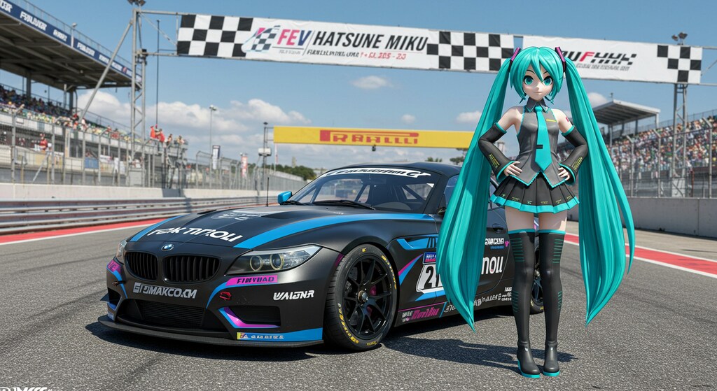 初音ミクとBMWZ4レーシングカー