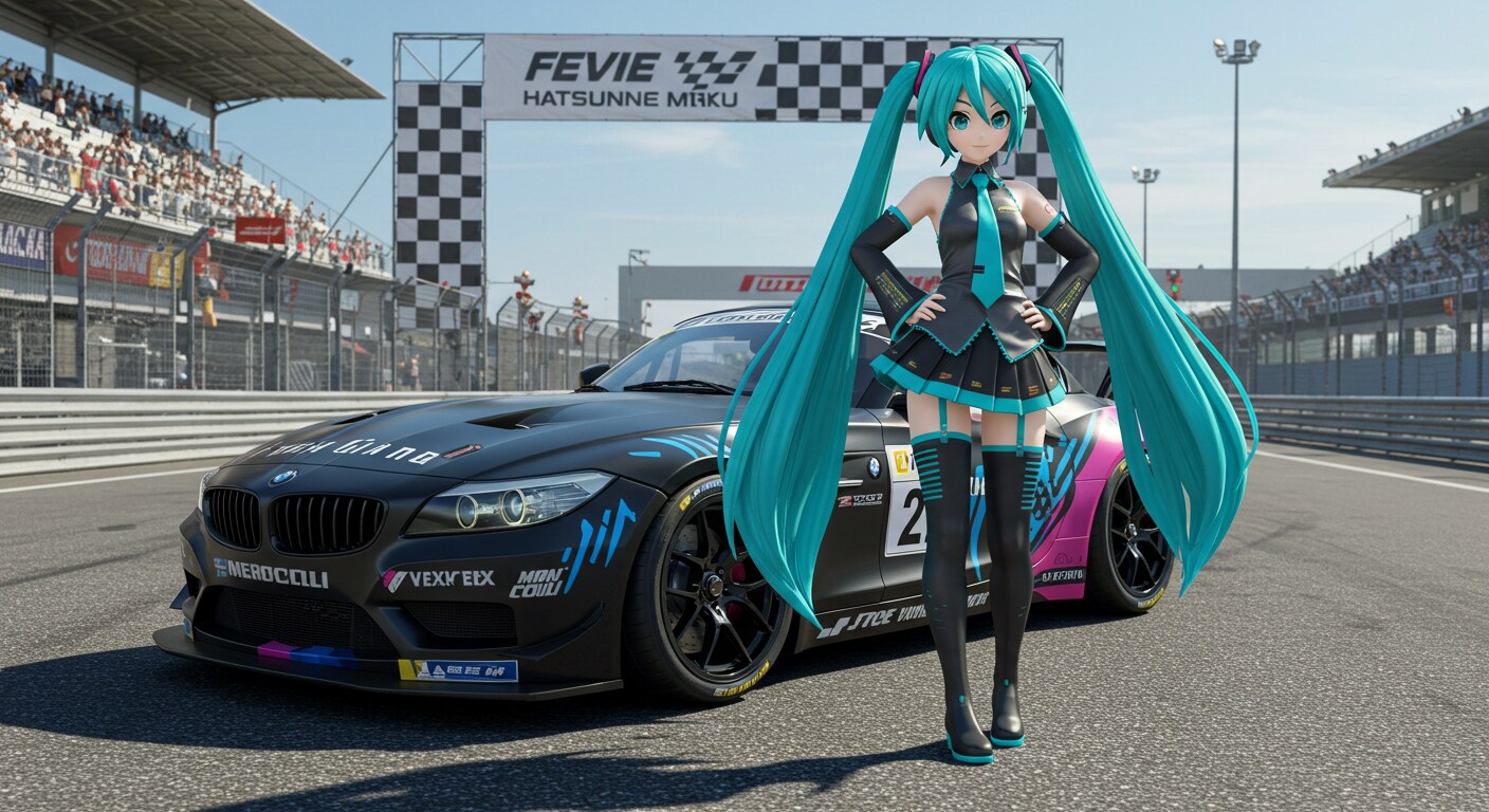 初音ミクとBMWZ4レーシングカー | の人気AIイラスト・グラビア