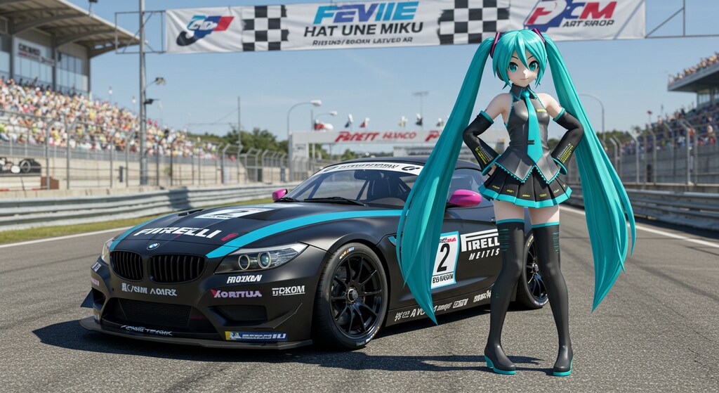初音ミクとBMWZ4レーシングカー