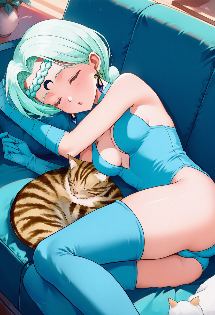 猫と眠るベルチェ