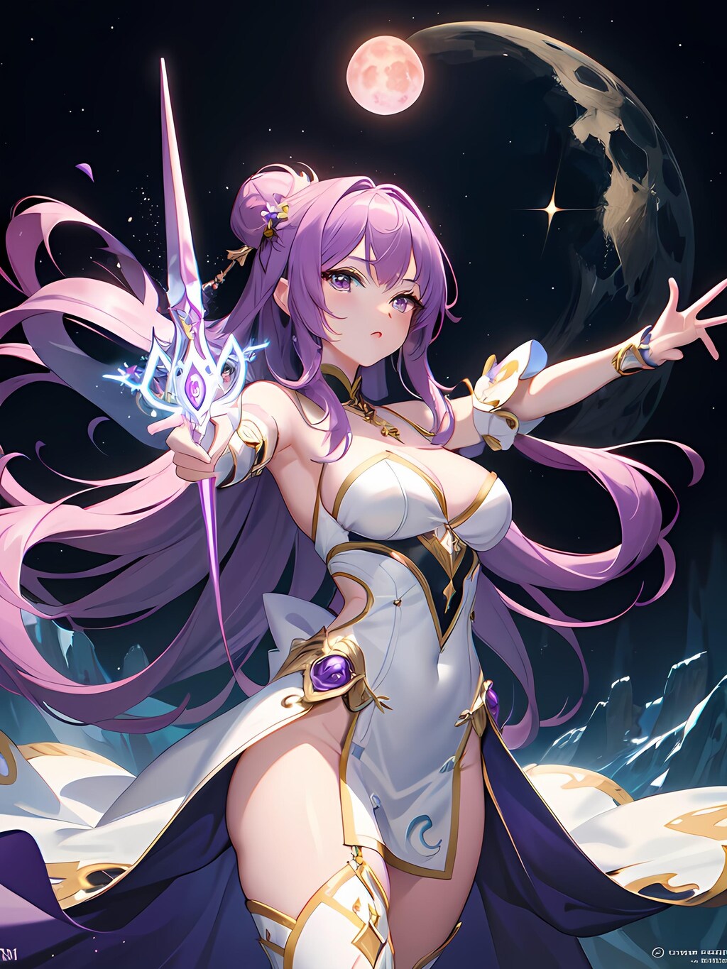 月夜に舞い出し女騎士