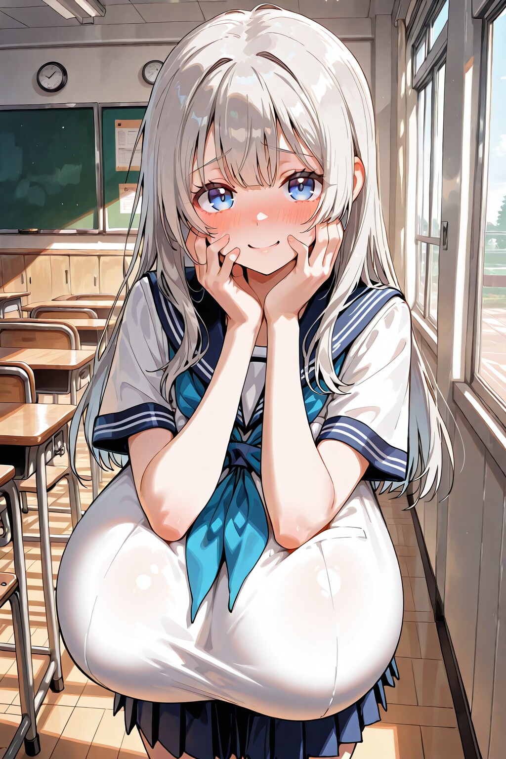 照れる銀髪ちゃん